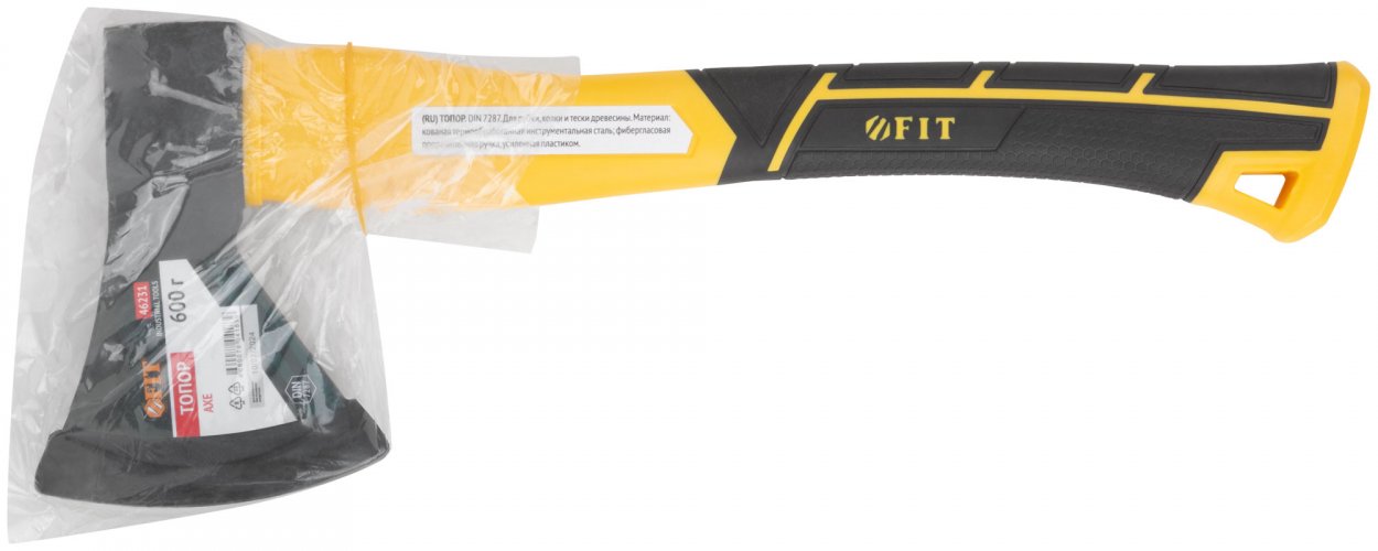 Топор кованая усиленная сталь, усиленная фиберглассовая ручка 600 гр. FIT 46231