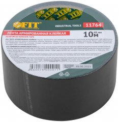 Лента клейкая универсальная армированная "Ductape", черная, 48 мм х 10 м FIT 11764