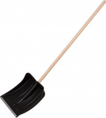 Лопата для уборки снега пластиковая, 380х385х1420 мм, оцинк. планка, деревянный черенок Россия 6157453