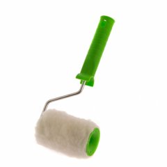 Валик с натуральным мехом, с ручкой, 100 мм, ворс 12 мм, D 48 мм, D ручки 6 мм, Россия Сибртех 80121