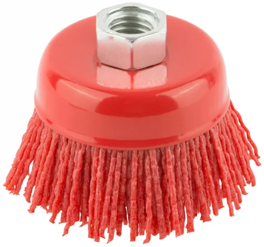 Корщетка-чашка нейлоновая, гайка М14, Профи 65 мм