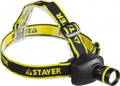 Налобный светодиодный фонарь, регулируемый фокус, 3Вт, 140Лм, 3 режима, 3ААА STAYER PROFESSIONAL 56566