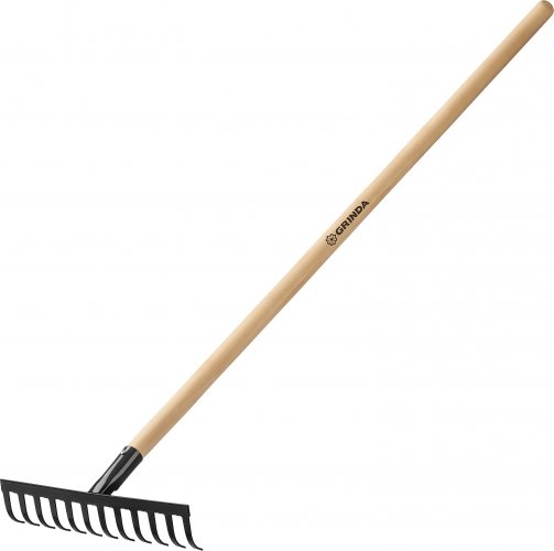 Садовые грабли с деревянным черенком GRINDA 12 прямых зубьев, 310х80х1300 мм 39583-12