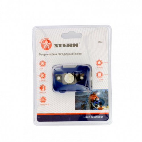 Фонарь наголовный Space, ABS пластик, 4 режим, 1 Вт Led х 120 Лм, 2 reD Led, 8 часов, 3 х ААА Stern 90568