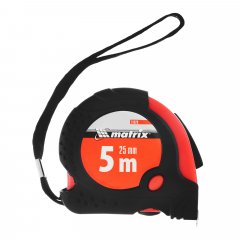 Рулетка Status Magnet fixation,5 м х 25 мм,обрезиненный корпус,зацеп с магнитом Matrix 31029