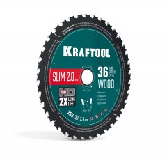 KRAFTOOL Slim wood cut 250 х 30 x 2.0 мм, 36Т, диск пильный по дереву, (36955-250-30-36)