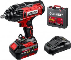 Ударный гайковерт ЗУБР 18В, 1 АКБ ( 4Ач), в кейсе ГУЛ-410-41