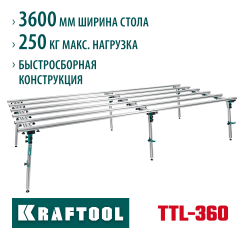 KRAFTOOL TTL-360 360х150х70 см, макс 250 кг, Стол для раскроя и работы с крупноформатной плиткой (33253-360)