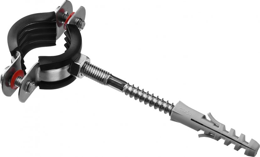 Трубный хомут с гайкой ЗУБР оцинкованный, в комплекте с сантехнической шпилькой 37866-25-29