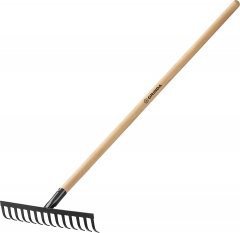 Садовые грабли с деревянным черенком GRINDA 14 прямых зубьев, 360х80х1300 мм 39583-14