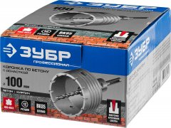 Коронка с державкой по бетону ЗУБР Профессионал 100 мм, SDS-Max 2918-100