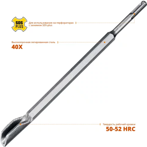 Зубило-штробер полукруглое Gorilla Force (22х250 мм; SDS-Plus) STAYER 29357-22-250_z02