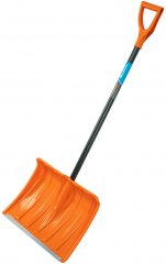 Лопата для уборки снега пластиковая, 490х370х1350 мм, стальной черенок, усиленная Сибртех 61667