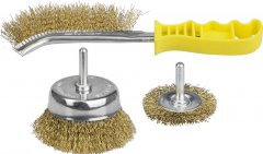 Щетки-крацовки (латунированная стальная проволока 0,3 мм, дисковая 50 мм, чашечная 75 мм, ручная, 3 шт.) STAYER 35151-H3_z01