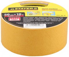 Лента клеящая двухсторонняя "PROFI" (50 мм; 10 м) STAYER 1221-50-10