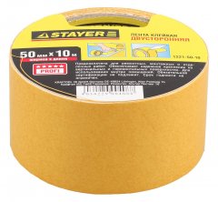 Лента клеящая двухсторонняя "PROFI" (50 мм; 10 м) STAYER 1221-50-10