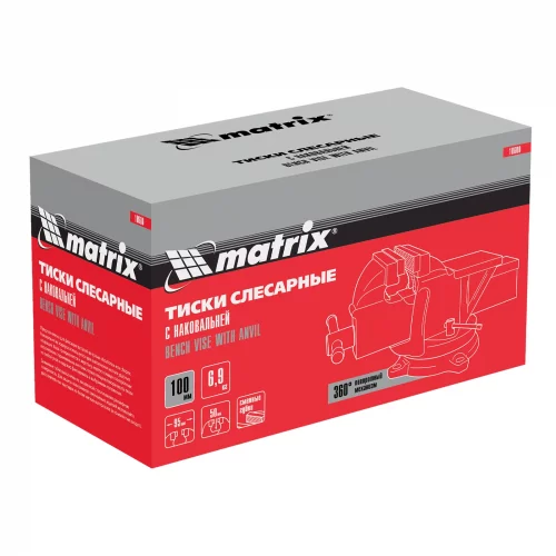 Тиски слесарные, 100 мм, поворотные, с наковальней Matrix 18600