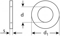 Шайба ЗУБР DIN 125A, оцинкованная, 14 мм, ТФ6, 6 шт 4-303806-14