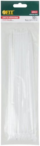 Хомуты нейлоновые, белые д/проводов 50 шт., 250x3,6 мм FIT 60422