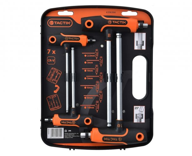 Набор шестигранников с шарообразной головкой TACTIX с Т-образной рукояткой 2,5-10 мм 7 шт ( 206366 )