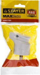 Вилка угловая белая STAYER, MAXElectro 16А/220 В, 1300 Вт 55161-W