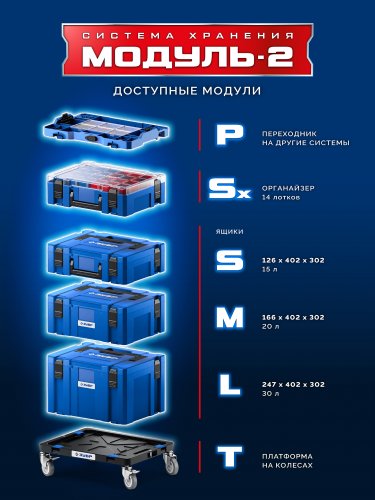 ЗУБР МОДУЛЬ-L, 247 x 402 х 302 мм, пластиковый ящик для инструментов, Профессионал (38170-L)