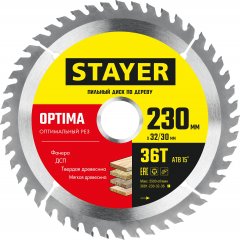 Диск пильный по дереву Оптимальный рез (230x32/30 мм; 36T) STAYER 3681-230-32-36_z01