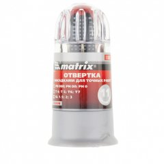 Отвертка для точных работ Fusion с насадками, 11 предметов, в пластиковом пенале, трехкомпонентная рукоятка Matrix 11582