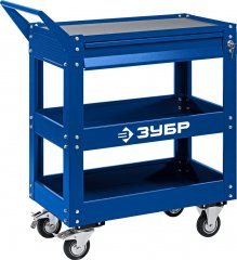 Инструментальная тележка с выдвижным ящиком ЗУБР Профессионал 1 ящик + 2 полки, 820x405x955 мм 38914