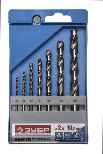 Набор сверл по металлу "МЕТ-Ш" 7 шт. (2.5-10.2 мм; Р6М5) ЗУБР 4-29625-H7R