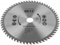 Диск пильный для циркулярных пил по дереву 255 х 30/25,4 х 60T FIT 37760