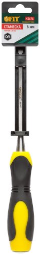 Стамеска CrV, двухцветная прорезиненная ручка 6 мм FIT 43171