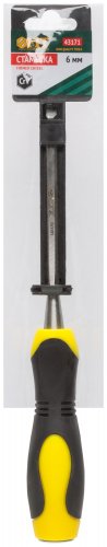Стамеска CrV, двухцветная прорезиненная ручка 6 мм FIT 43171