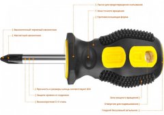 Отвертка MAXFIX двухкомпонентная рукоятка магнитный наконечник STUBBY /бочка/ PH2x38мм STAYER 2510-38-2_z02