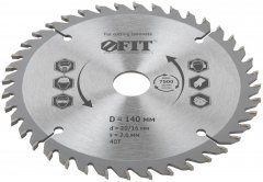 Диск пильный для циркулярных пил по ламинату 140 х 20/16 х 40T FIT 37765