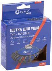 Щетка для УШМ, М14, тип "Тарелка", крученая проволока 0,5 мм, 100 мм, CUTOP 82-528