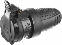 Розетка ЗУБР "ПРОФЕССИОНАЛ", электрическая, обрезиненная, 16А/250В, IP44, черная 55187-B