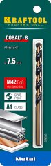 Сверло по металлу COBALT HSS-Co 8% сталь М42 (7.5х117 мм) KRAFTOOL 29656-7.5