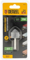 Шарошка абразивная, конус, для дрели, 25 x 25 мм, хвостовик d6 мм, 63С Denzel 76021