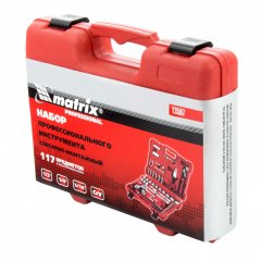 Набор слесарно-монтажный с квадратами 1/4, 1/2 и 5/16", 117 предметов Matrix ProFI 13587