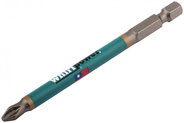 Биты PH2 90 мм сталь S2, с насечкой, 10 шт. WHIRLPOWER 57580