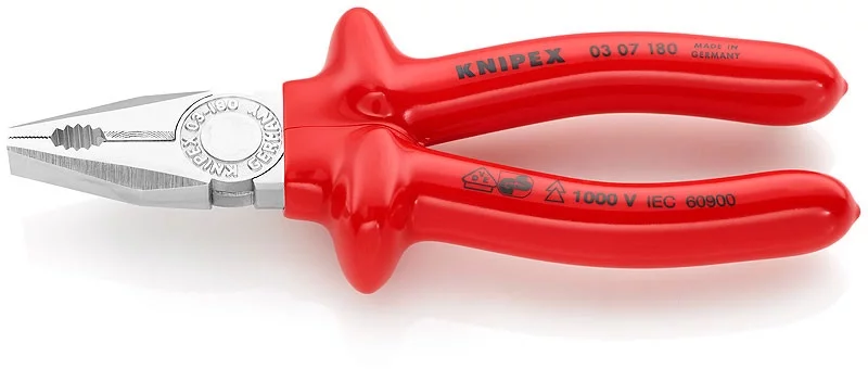 Плоскогубцы комбинированные хромированные 180 мм, KNIPEX, ( KN-0307180 )