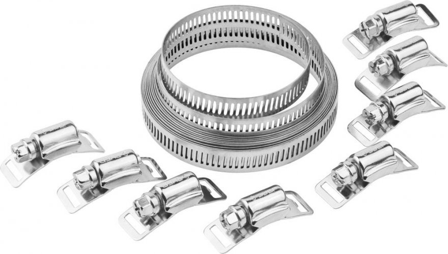Набор ЗУБР ЭКСПЕРТ хомут универсальный, нержавеющий, 3мх12,7мм, 8 замков 37815-H8
