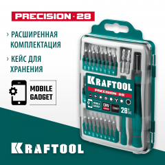 Отвертка для точных работ KRAFTOOL Precision-28 со сменными битами, 28 предметов 25677