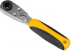 Ключ-трещотка для бит 1/4", 52 зуба, CrMo, адаптер для торцевых головок Denzel 11633