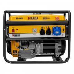 Генератор бензиновый GE 6900, 5.5 кВт, 220 В/50 Гц, 25 л, ручной старт Denzel 94637