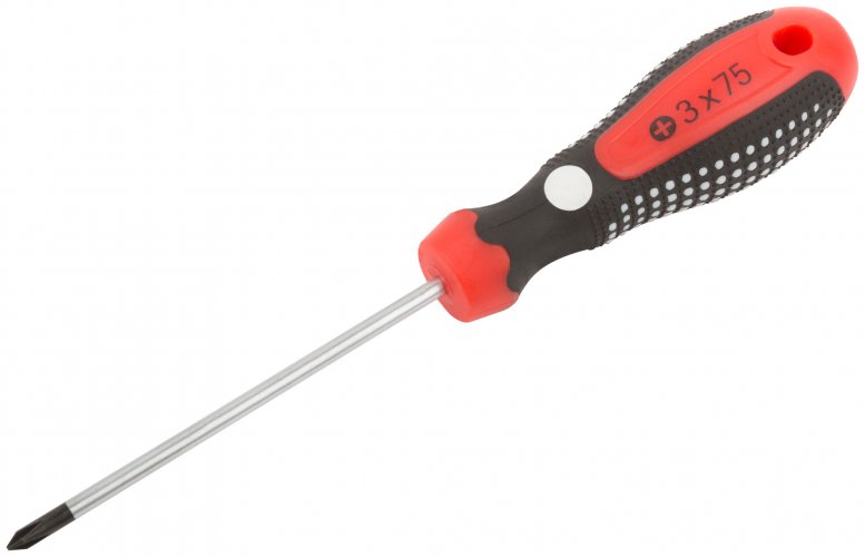 Отвертка "Тренд", CrV сталь, прорезиненная ручка 3x75 мм PH0 КУРС 53761
