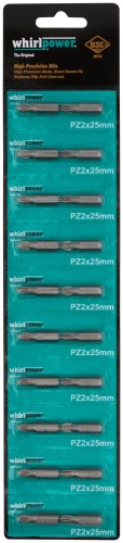 Биты PZ2 25 мм сталь S2, с насечкой, 20 шт. WHIRLPOWER 57582