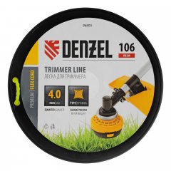 Леска для триммера витой квадрат, 4,0мм х 106м, на DIN катушке FLEX CORD Denzel 96803