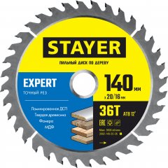 Диск пильный по дереву Точный рез (140x20/16 мм; 36T) STAYER 3682-140-20-36_z01